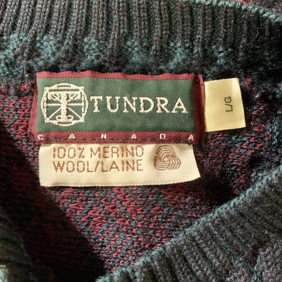 Vintage 90s Tundra Merino Wool Grandpa Dad Sweater Retro Crewneck Pullover - Picture 6 of 10